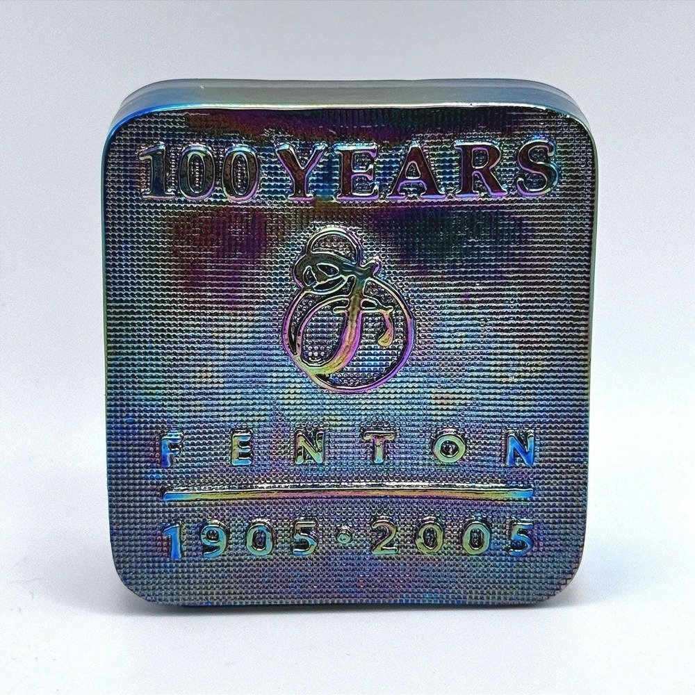 Fenton 100 Years 1905-2005 Iridescent Carnival‎ Paperweight Anniversary Edition